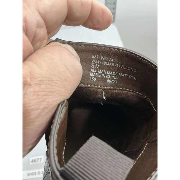 Womans White Mountain Live Long Ankle Boots 8 M Brown Side Zip Block Heel - Picture 7 of 10